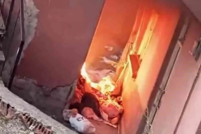 Terk edilmiş apartmanda alevler yükseldi ...