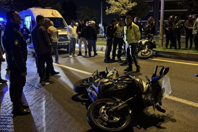 Motosikletli polis ekipleri kaza yaptı; 4 yaralı