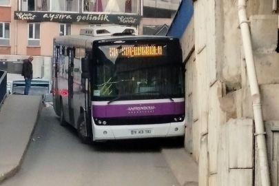 Freni Patlayan Otobüsü Duvara Sürterek Durdurdu!