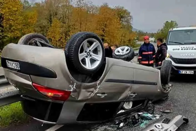 Feci kaza: Araç takla attı!