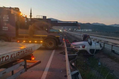 Kontrolden çıkan otomobil takla attı!