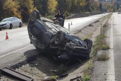 Takla atan otomobilden 2 kişi yaralandı!