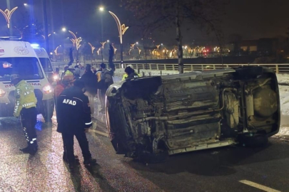 Devrilen otomobilde 1 kişi yaralandı!