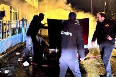 Park halindeki araç yandı!