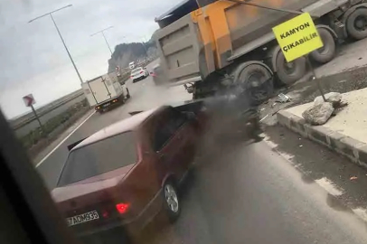 Sahil yolunda korkutan kaza!