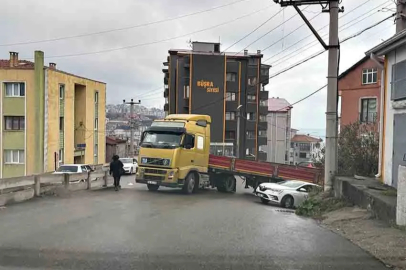 Mahalle arasına giren TIR trafiği altüst etti!