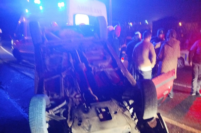 Kdz.Ereğli'de takla atan otomobildeki 3 kişi yaralandı!