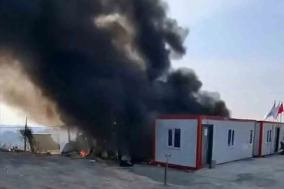 TOKİ şantiyesinde konteyneri ateşe verdi