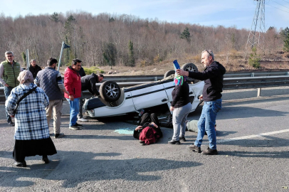 Ereğli Yolunda otomobil takla attı; 2 yaralı