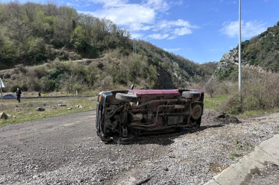 Takla atıp şarampole yuvarlandı!