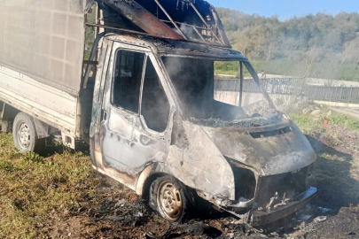 Alaplı'da Kamyonet Alev Alev Yandı!