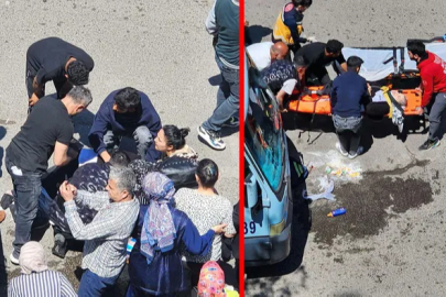 Minibüsün altında kalan kadını vatandaşlar aracı iterek kurtardı!