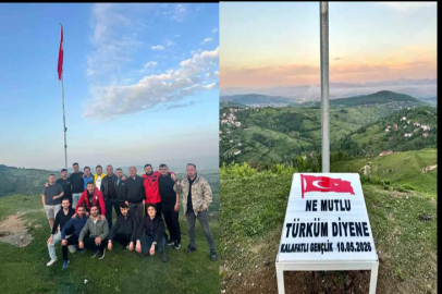 Gençler köylerinin zirvesine Türk bayrağı dikti!