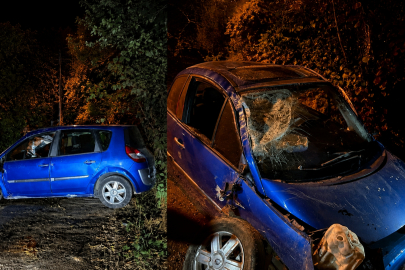 Kozlu'da hurdaya dönen otomobilden yaralanmadan kurtuldu