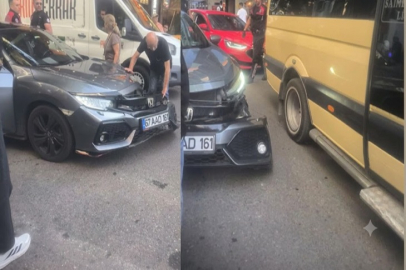 Kaza trafiği kilitledi sinirler gerildi!