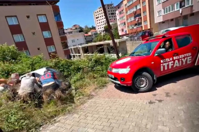 Kozlu'da kontrolden çıkan araç çalılıklara uçtu!