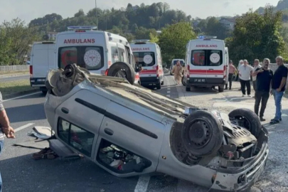 Otomobil Takla Attı: 4 Kişi Hastanelik Oldu!