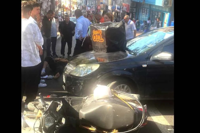 Yasak yerden dönmek isteyen otomobil motosikletle çarpıştı