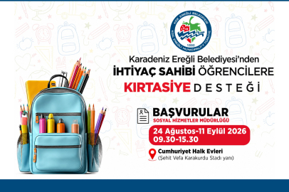 KDZ. EREĞLİ BELEDİYESİ’NDEN YENİ EĞİTİM ÖĞRETİM YILINDA ÖĞRENCİLERE KIRTASİYE DESTEĞİ