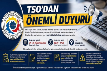 Oda üyelerine vergi kaydı uyarısı: Son başvuru 28 Ağustos
