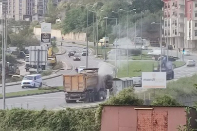 Kepez yolunda kamyona itfaiye müdahalesi!